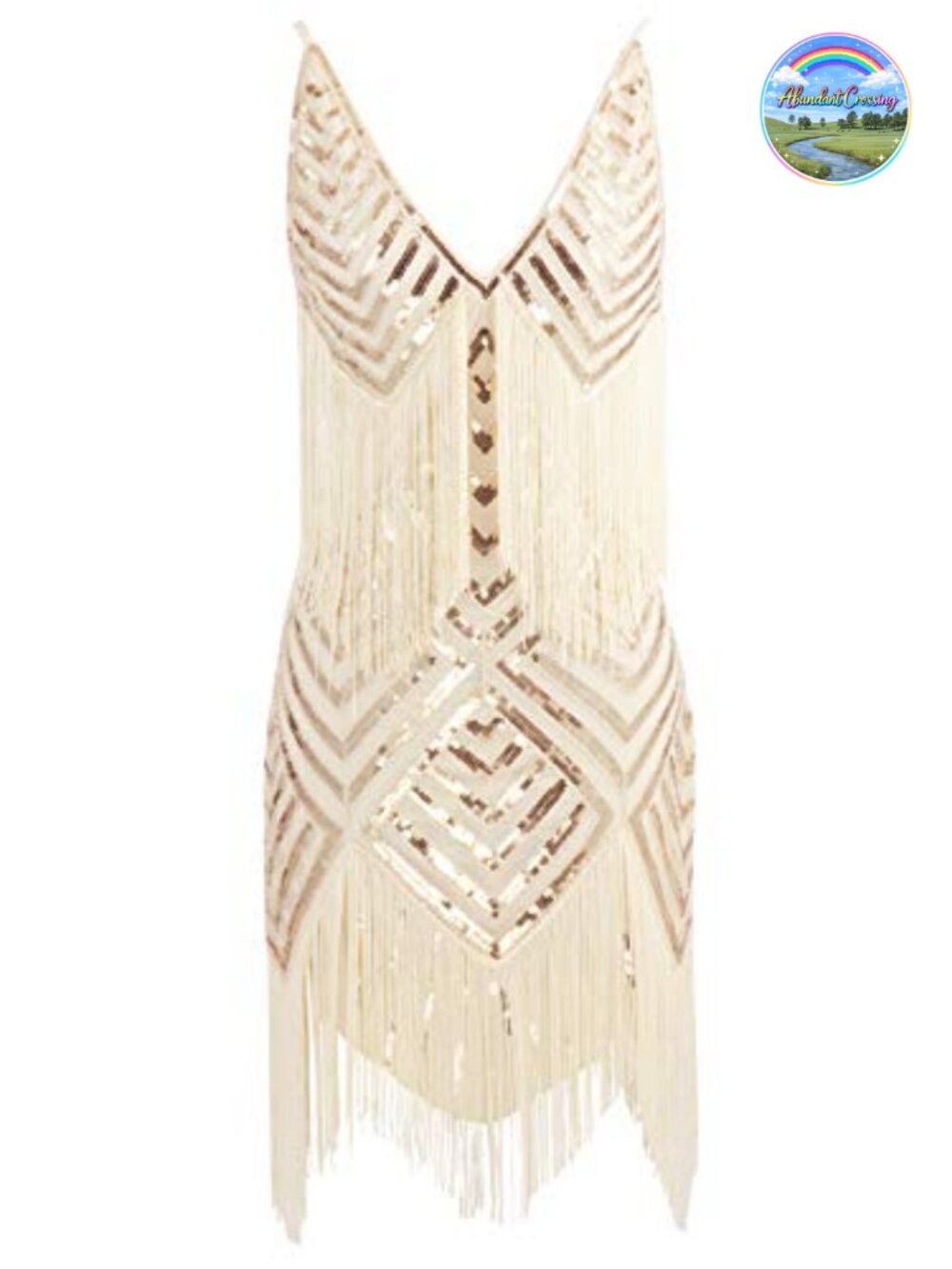 1920s Flapper Sequin Fringe Slip Mini Dress Deep V Neck Sleeveless